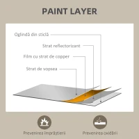 HOMCOM Oglindă de Perete Dreptunghiulară cu Cârlige, din Sticlă și MDF, 50x70 cm, Negru(m-6)