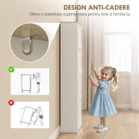 HOMCOM Dulap Îngust pentru Pantofi cu 3 Sertare și Rafturi Reglabile pe 2 Niveluri, 60x23,5x115 cm, Alb(m-7)