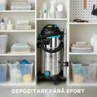HOMCOM Aspirator 3 în 1 de 1400W, Lichide, Solide și Suflator, Capacitate 30L, Filtru Triplu și Accesorii(m-7)