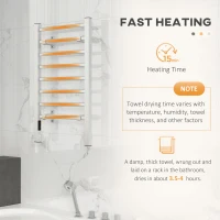 HOMCOM Uscător Electric pentru Prosoape de Podea sau Perete 150W cu Temporizator 2-4 Ore, 53x35x90 cm, Argintiu(m-6)