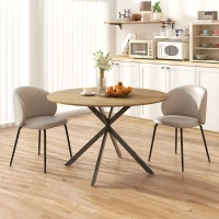 HOMCOM Tavolo da Pranzo Rotondo Stile Industriale con Gambe a Croce in Acciaio, Ø120x75 cm, Colore Quercia(m-7)