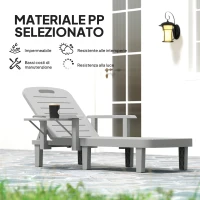 Outsunny Sdraio da Giardino Regolabile con Tavolino e Braccioli, in Polipropilene, 79x158x88 cm, Grigio Chiaro(m-6)
