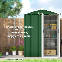Outsunny Casetta da Giardino in Acciaio 1.1m² con Porta Scorrevole Bloccabile, 136x87x179 cm, Verde(m-5)