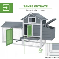 PawHut Pollaio Casetta per Galline Ovaiole in Legno, 151.5x54x87cm, Grigio Scuro(m-5)
