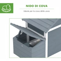 PawHut Pollaio Casetta per Galline Ovaiole in Legno, 151.5x54x87cm, Grigio Scuro(m-6)