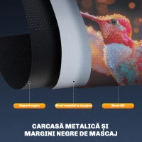 HOMCOM Ecran pentru Proiector 84 Inch cu Telecomandă, din PVC și Metal, 212x8x150 cm, Alb(m-9)