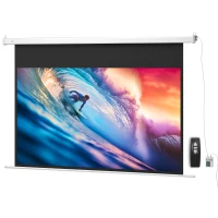 HOMCOM Ecran pentru Proiector 84 Inch cu Telecomandă, din PVC și Metal, 212x8x150 cm, Alb(m-10)
