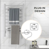 HOMCOM Uscător Electric pentru Prosoape de Podea sau Perete 150W cu Temporizator 2-4 Ore, 53x35x90 cm, Argintiu(m-8)