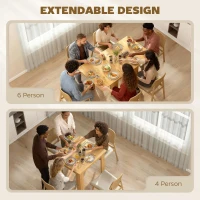 HOMCOM Masă de Dining Extensibilă pentru 4-6 Persoane din Lemn și Oțel, 140x80x77,5 cm, Culoare Lemn(m-4)