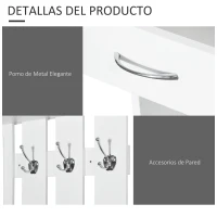 HOMCOM Recibidor de Entrada con Espejo Perchero y Zapatero Mueble de Recibidor de 2 Piezas con 6 Ganchos Estantes y Cajón Abatible para Pasillo Blanco(m-5)