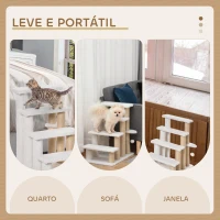 PawHut Escada para Gatos de 4 Níveis Coberta de Pelúcia Suave Poste de Juta Bola Pendurada Arranhador para Gatos 60x40x64 cm Branco(m-7)