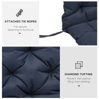 Outsunny Pernă de Grădină în Stil Capitonat cu 6 Șnururi, din Bumbac și Poliester, 150x98x8 cm, Albastru Închis(m-7)
