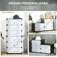 HOMCOM Mobilier pentru incaltaminte modular, 6 cuburi 49x36.5x108 cm din plastic PP si otel, Negru(m-5)