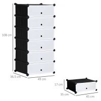 HOMCOM Mobilier pentru incaltaminte modular, 6 cuburi 49x36.5x108 cm din plastic PP si otel, Negru(m-3)