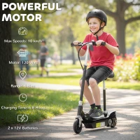 HOMCOM Powered Electric Scooter Ride-On, with Brakes, Adjustable Seat, Adjustable Handlebars, Black(m-4)