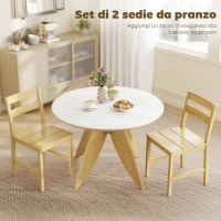 HOMCOM Set di 2 Sedie da Pranzo in Bambù con Schienale Curvo e Seduta a Doghe, Colore Legno Naturale(m-4)