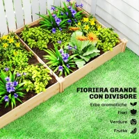 Outsunny Orto in Cassetta con Divisorio Centrale e Fondo Aperto, in Legno di Abete, 235x121x26 cm, color Legno(m-4)
