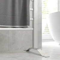 HOMCOM Scaldasalviette Elettrico da Terra o Parete 150W con 8 Barre e Timer 2-4 Ore, 53x35x90 cm, Argento(m-9)