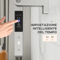 HOMCOM Scaldasalviette Elettrico da Terra o Parete 150W con 8 Barre e Timer 2-4 Ore, 53x35x90 cm, Argento(m-5)