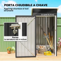 Outsunny Casetta da Giardino in Acciaio con Prese d'Aria e Porta Bloccabile, 107.5x91x185 cm, Grigio Scuro(m-7)