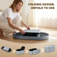 HOMCOM Ławka z miejscem do przechowywania, składana, tapicerowana, z aksamitnym wykończeniem do salonu 76 x 38 x 35 cm, ciemnoszara(m-5)