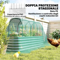 Outsunny Orto Rialzato e Fioriera con Graticcio e Serra, 200x60x103 cm, Argento(m-5)