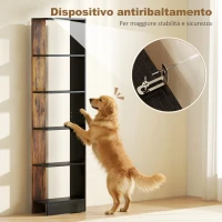 HOMCOM Libreria Moderna Salvaspazio a 5 Ripiani in Legno, 45x21x170 cm, Marrone e Nero(m-4)