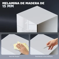 HOMCOM Mesita de Noche con LED RGB 3 Cajones y Mando a Distancia Diseño Moderno 40x35x60 cm Blanco Brillo(m-6)