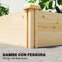 Outsunny Orto in Cassetta con Divisorio Centrale e Fondo Aperto, in Legno di Abete, 235x121x26 cm, color Legno(m-8)