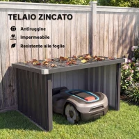 Outsunny Garage per Robot Tagliaerba con Tetto Inclinato in Acciaio, 108x86x62.5 cm, Grigio Scuro(m-4)