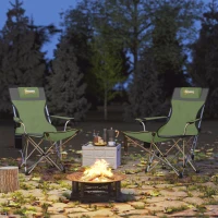 Outsunny Set 2 Chaises de Camping Pliantes avec Repose-pieds et Porte-gobelet, 82x50/100x88 cm, Vert(m-5)