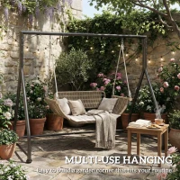 Outsunny Stojak na huśtawkę, wszechstronna konstrukcja do huśtawek dwu- i trzyosobowych lub wiszących koszy, czarny(m-6)