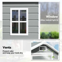 Outsunny 4 x 3 ft Plastic Garden Shed with Floor, Outdoor Storage Shed with Lockable Door, Window and Vent, Light Grey(m-5)