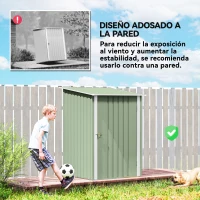 Outsunny Caseta de Jardín Metálica 0,92 m² 100x103x160 cm con 1 Puerta y Cerradura para Almacenamiento Herramientas Verde Claro(m-6)