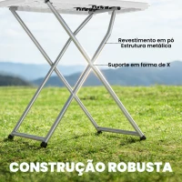 Outsunny Mesa Dobrável de Campismo 75x50x73,5 cm com Altura Ajustável em 5 Níveis com Bancada em HDPE e Estrutura Metálica Branco(m-4)