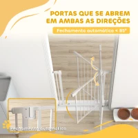 PawHut Barreira de Segurança para Crianças e Cães Largura 76-82 cm Duplo Fecho Automático Abertura em Dois Sentidos Branco(m-5)