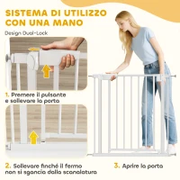 PawHut Cancellino di Sicurezza per Bambini e Animali, Chiusura Automatica e Montaggio a Pressione, 76-82x76 cm, Bianco(m-6)