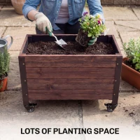 Outsunny Podwyższona Grządka Drewniana 60 x 30 x 41 cm, Mobilna Skrzynka na Rośliny na Balkon i Taras(m-5)