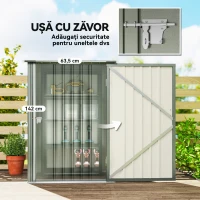 Outsunny Căsuță pentru Grădină 0,92m² din Oțel Galvanizat, Depozit pentru Unelte cu Ușă Blocabilă, Acoperiș Înclinat, 100x104x160 cm, Argintiu(m-5)