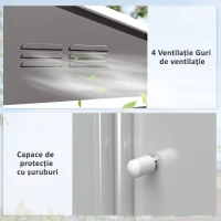 Outsunny Căsuță de grădină 2,3x1,7 m din oțel cu orificii de aerisire și uși duble glisante, efect lemn(m-6)