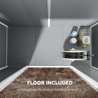 Outsunny Căsuță de Grădină din Rășină cu Podea, 2 Uși Blocabile, Fereastră, 2,4 x 1,3 m, Gri(m-8)