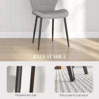 HOMCOM Set de 4 scaune de dining moderne pentru bucătărie și living cu tapițerie din flanel, gri(m-6)