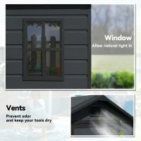 Outsunny 4 x 3 ft Plastic Garden Shed with Floor, Outdoor Storage Shed with Lockable Door, Window and Vent, Dark Grey(m-5)