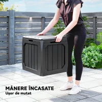 Outsunny Ladă de Depozitare Grădină 121L din Plastic, Cutie de Exterior cu Mânere, Impermeabilă și Bloccabilă pentru Unelte și Accesorii, 56x45x53 cm, Negru(m-5)