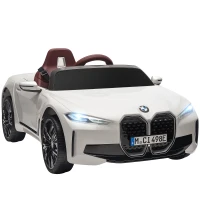 HOMCOM BMW i4 Licensed 12V Kids Electric Ride-On Car, White, Red and Light Blue(m-10)