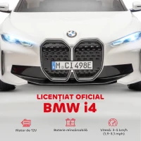 HOMCOM Mașină Electrică pentru Copii 3-6 Ani cu Licență BMW, cu Telecomandă, Claxon și Faruri, 115x67x45 cm, Albă(m-4)