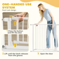 PawHut Barierka Ochronna Bez Wiercenia z Automatycznym Zamykaniem dla Dzieci i Zwierząt 76-80 x 76 cm, Biała(m-6)