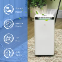 HOMCOM Dezumidificator de 12L din ABS cu 5 Modalitati, 2 Viteze, Temporizator de 24h si Design Silentios, 25x25x50.5 cm, Alb si Negru(m-5)