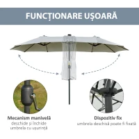 Outsunny Ombrellone da Giardino 4.5m con 48 LED a Energia Solare e Manovella(m-6)