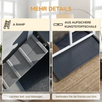 PawHut Kleintierstall mit 2 Ebenen 4 Rollen versiegeltes Tannenholz Grau(m-7)